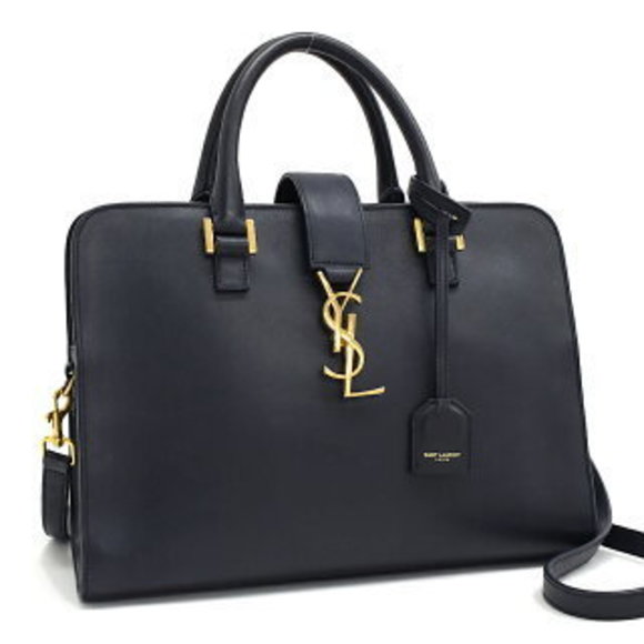 Saint Laurent Cabas Bag Navy Blue Leather PARIS - Picture 1 of 8